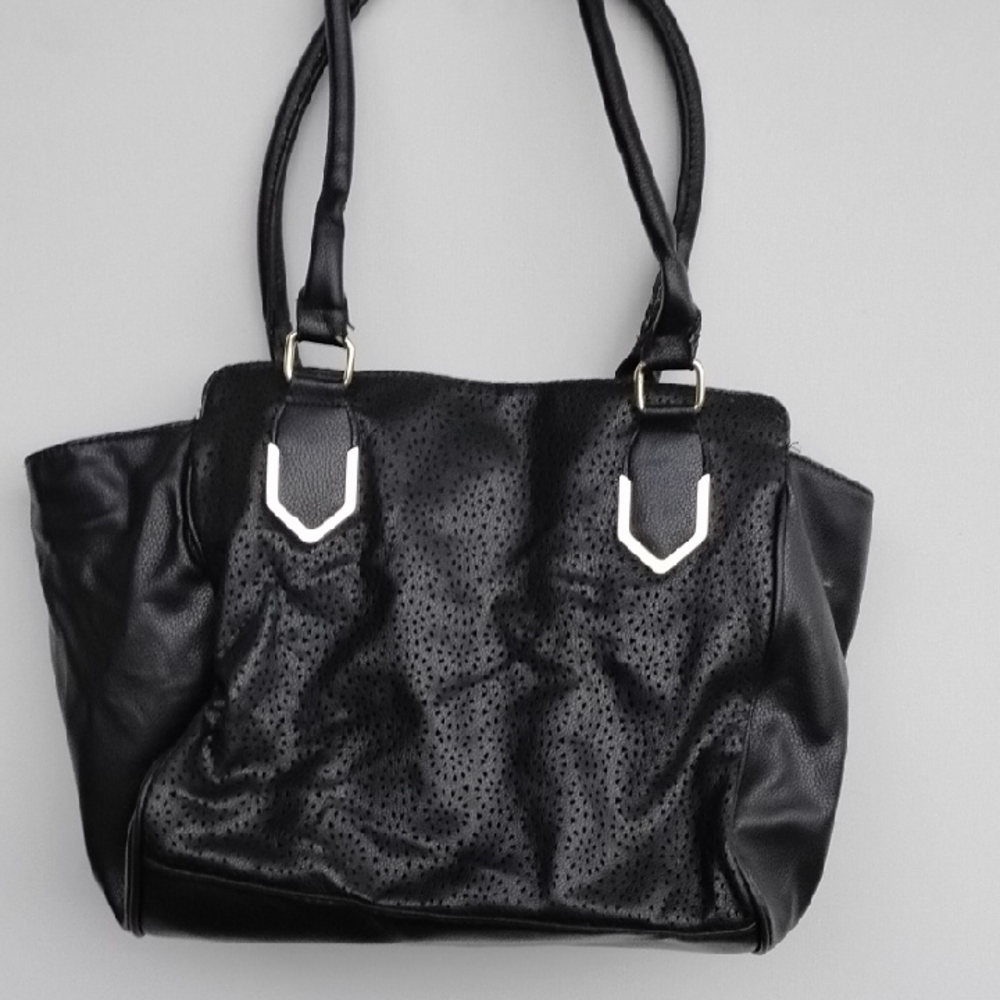 Elegant Black Perforated Tote Bag